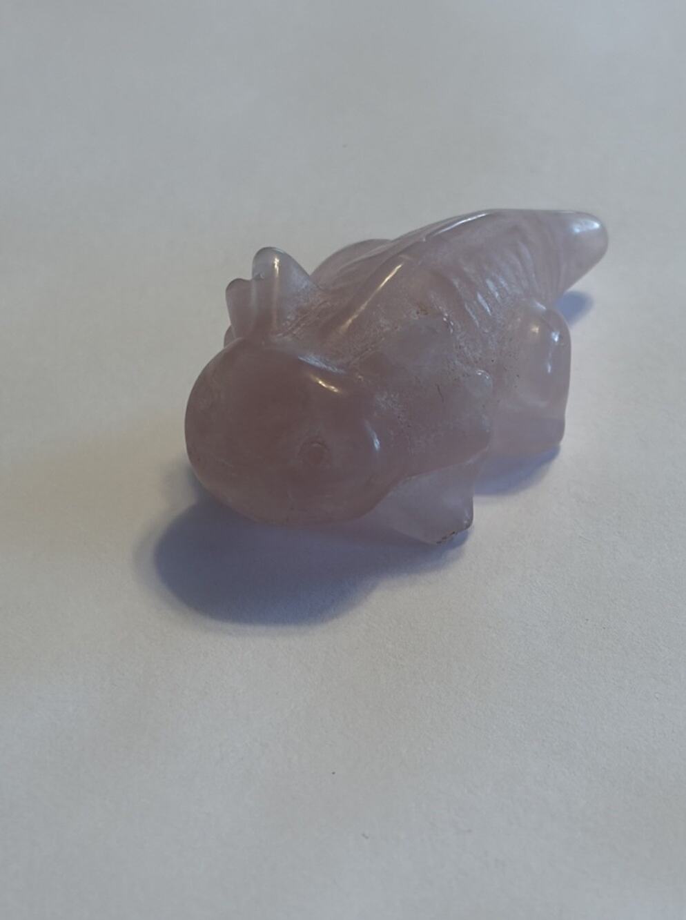 Carved Rose Quartz Axolotl Small Statue